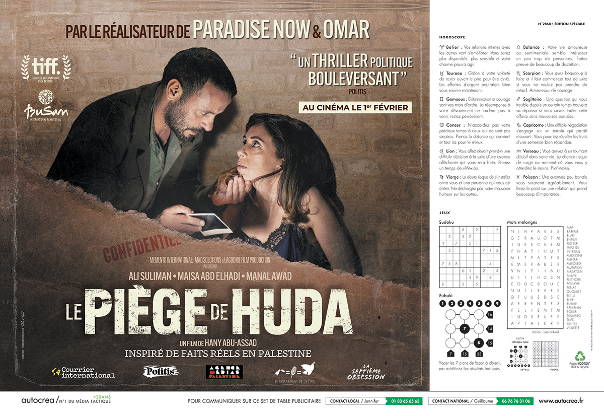 Le set de table publicitaire Le piège de Huda